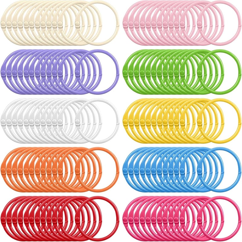 Jadive 500 Pack Loose Leaf Binder Rings 1 Inch Office Book Flashcard Rings Metal for Index Cards Binder Clips for School Home Office Supplies(Colorful,25 mm) - Image 1